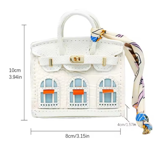 White Mini Handbag with Window Appliqué - Picture 2 of 3
